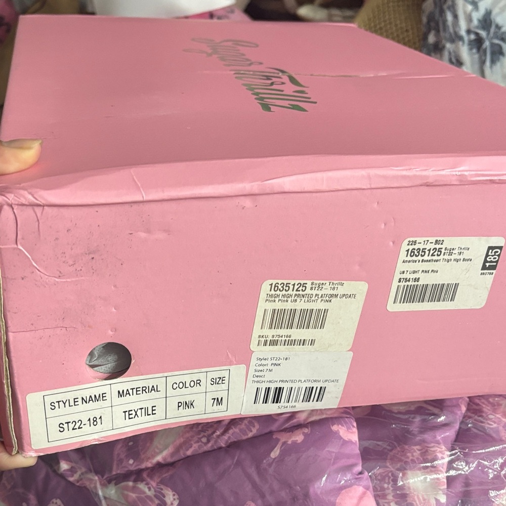 Pink Butterfly Print Platform Rave Boots - Picture 2 of 3